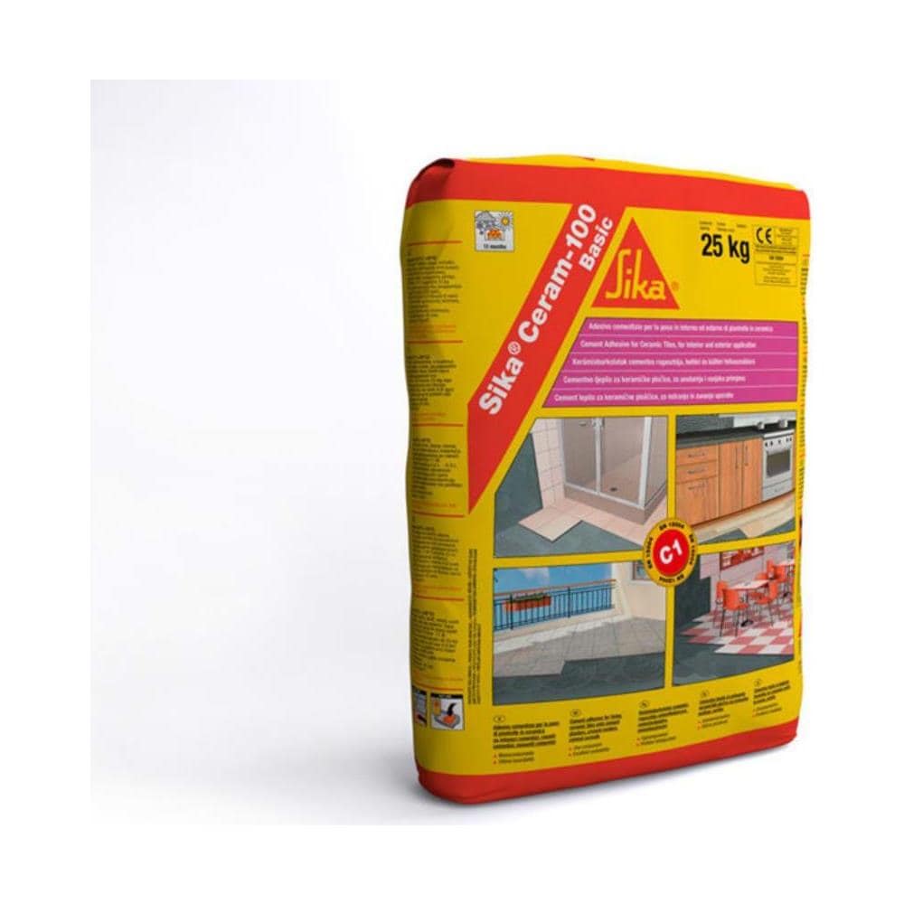 ceram 100 Basic Adesivo Premiscelato Incollaggio Piastrelle Grigio 25 Kg - Foto 1