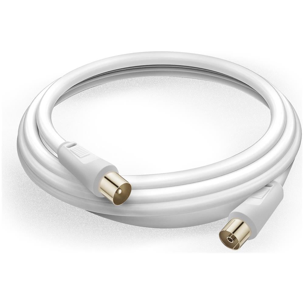 Cavo Antenna Tv Maschio Femmina Coxial 9.5mm Pvc 1.5m Bianco - Foto 1