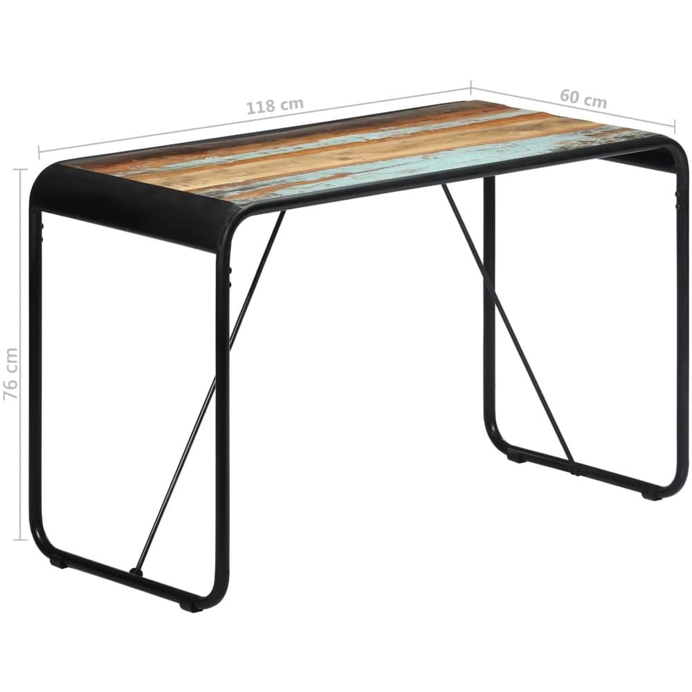 Tavolo Da Pranzo 118x60x76 Cm In Legno Massello Di Recupero - Foto 8