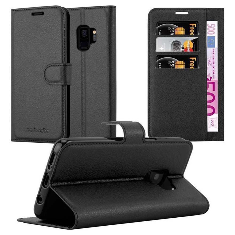 Custodia Compatibile Con Samsung Galaxy S9 In Nero Carbone - Coperchio Protettiva Con Chiusura Magnetica, Funzione Stand E Tasca Per Le Carte - Foto 1