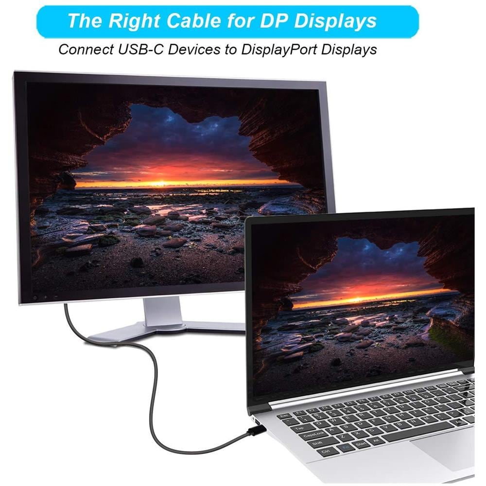 Usb Tipo C (thunderbolt 3) A Displayport 4k 60hz Uhd 6 Piedi Via Cavo Usb 3.1 (usb-c) Per Dp Display Port Adapter Maschio A Maschio Placcati In Oro Cord - Foto 4