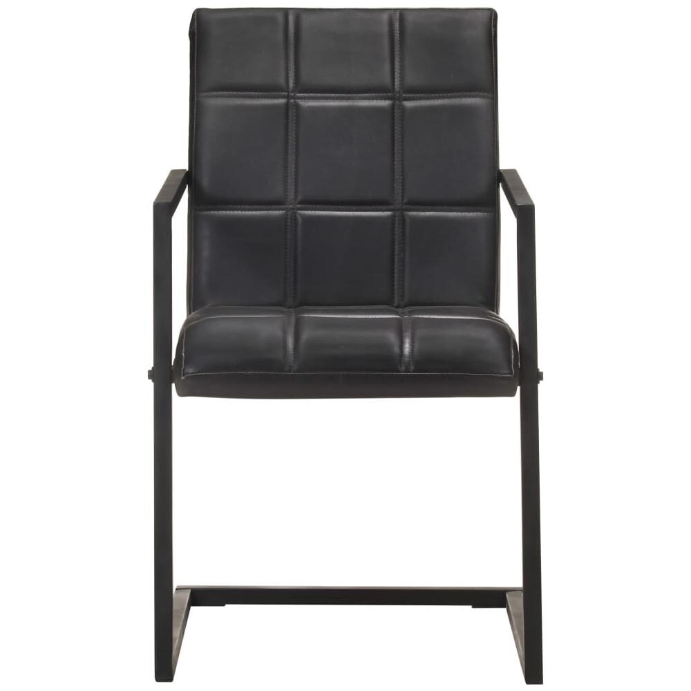 Sedie Da Pranzo A Sbalzo 6 Pz Nere In Vera Pelle - Foto 2