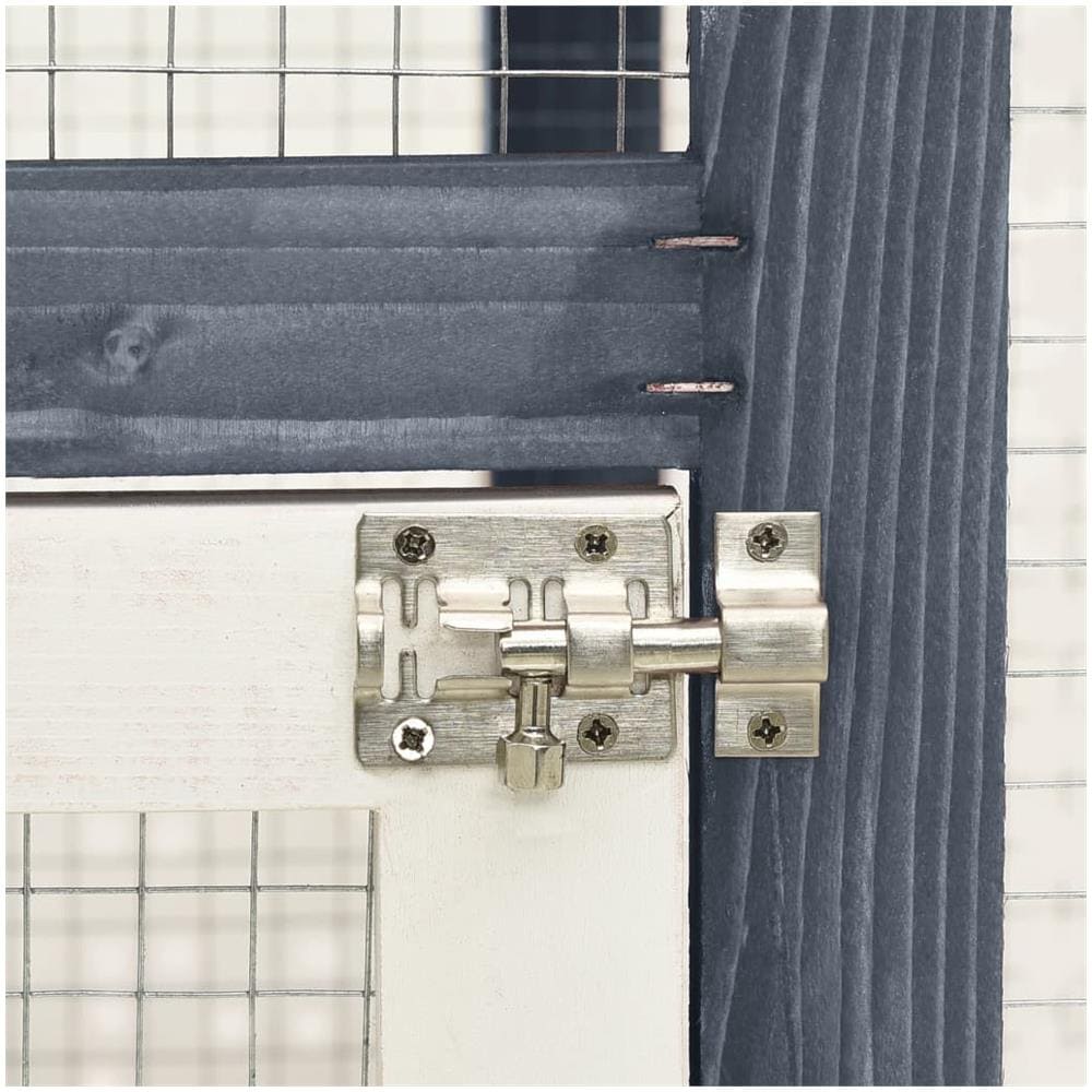 Conigliera Grigio e Bianco 140x63x120cm Legno Massello di Abete - Foto 4