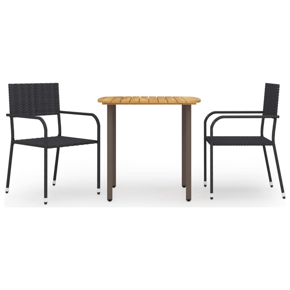 Set Mobili da Pranzo per Giardino 3 pz Polyrattan Nero - Foto 1