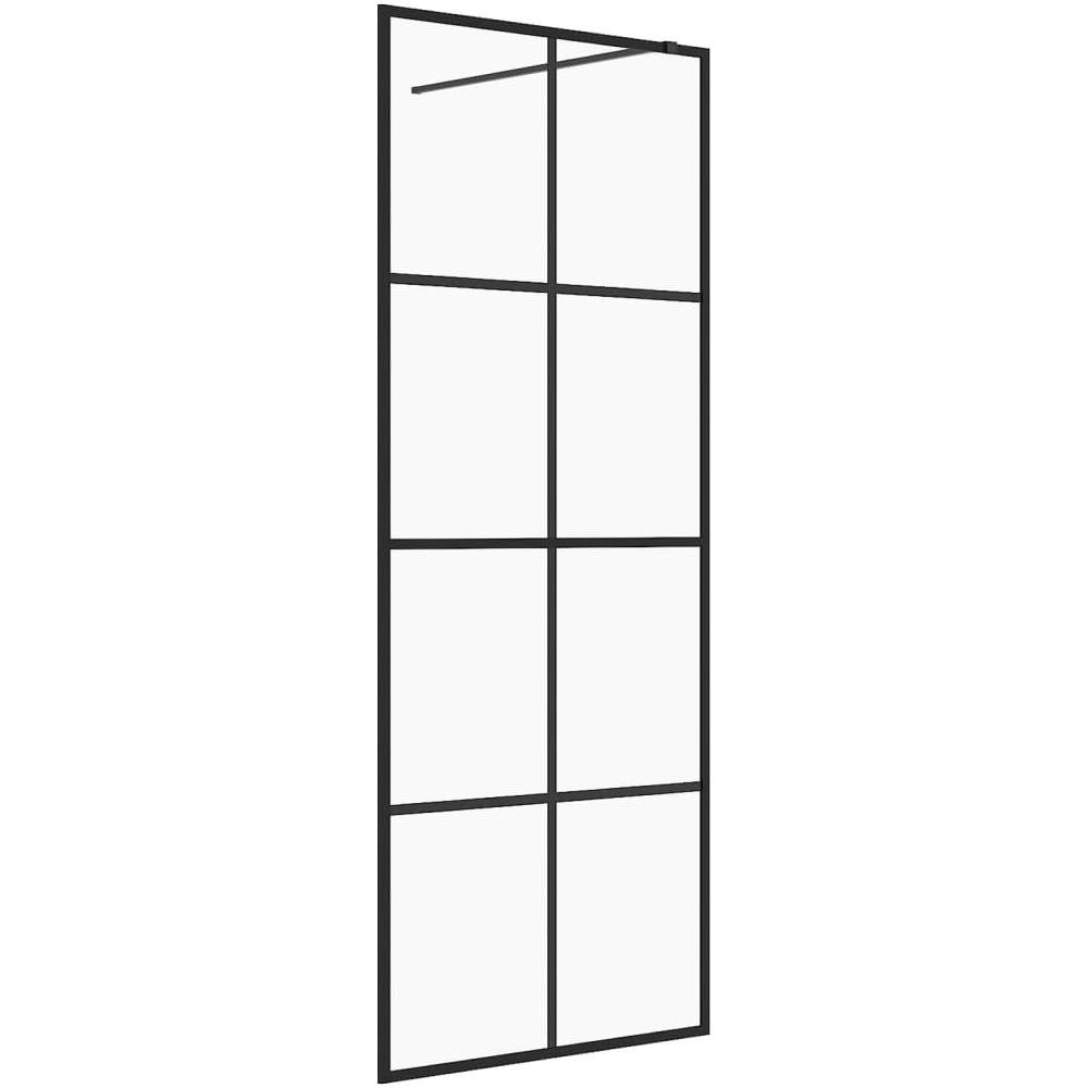 Parete Per Doccia Walk-in Vetro Trasparente Esg 80x195 Cm Nera - Foto 2