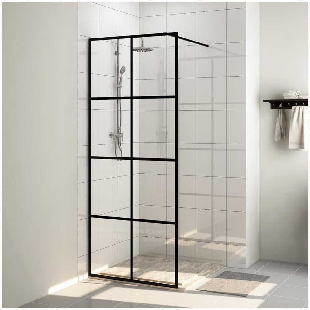 Parete Per Doccia Walk-in Vetro Trasparente Esg 80x195 Cm Nera - Foto 1