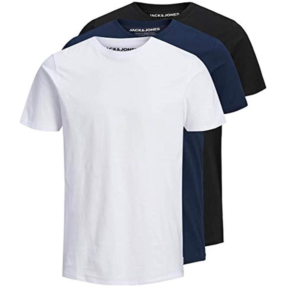 Jjeorganic Basic Tee Ss O-neck 3pk Mp T-shirt, Nero Confezione: 1 Nero, 1 Blu Navy, 1 Bianco, L Uomo - Foto 1