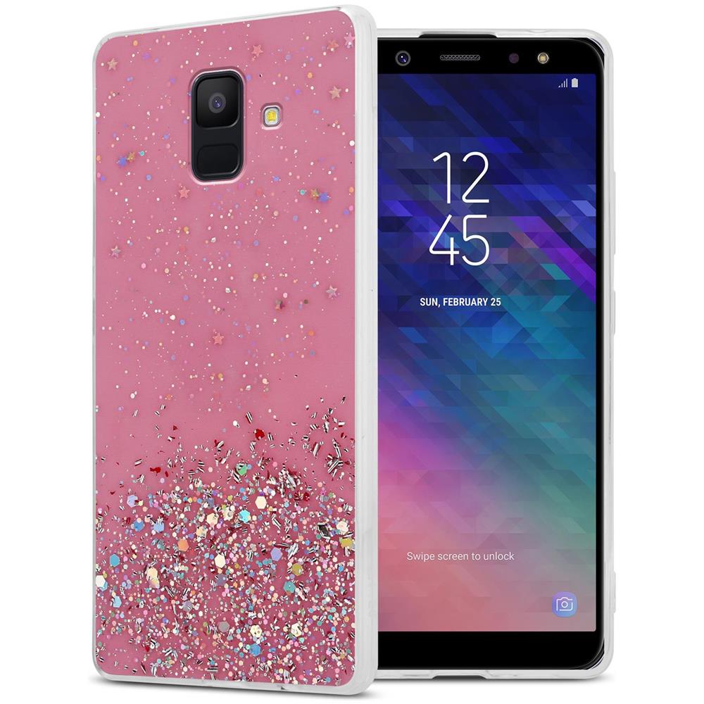 Custodia Compatibile Con Samsung Galaxy A6 2018 In Rosa Con Glitter - Coperchio Protettivo In Silicone Tpu Flessibile Con Glitter Scintillanti - Foto 1