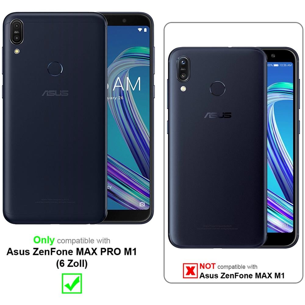 Custodia Compatibile Con Asus Zenfone Max Pro M1 (6"" Zoll) In Nero Carbone - Coperchio Protettiva Con Chiusura Magnetica, Funzione Stand E Tasca Per Le Carte - Foto 2