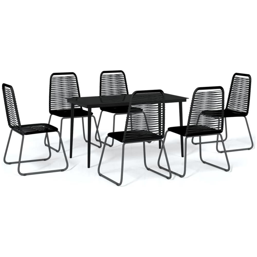 Set Mobili Da Pranzo Per Giardino 7 Pz Nero - Foto 2