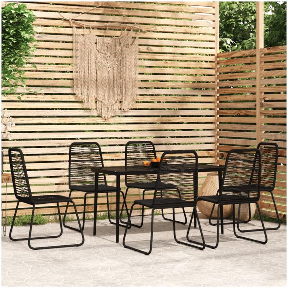Set Mobili Da Pranzo Per Giardino 7 Pz Nero - Foto 1