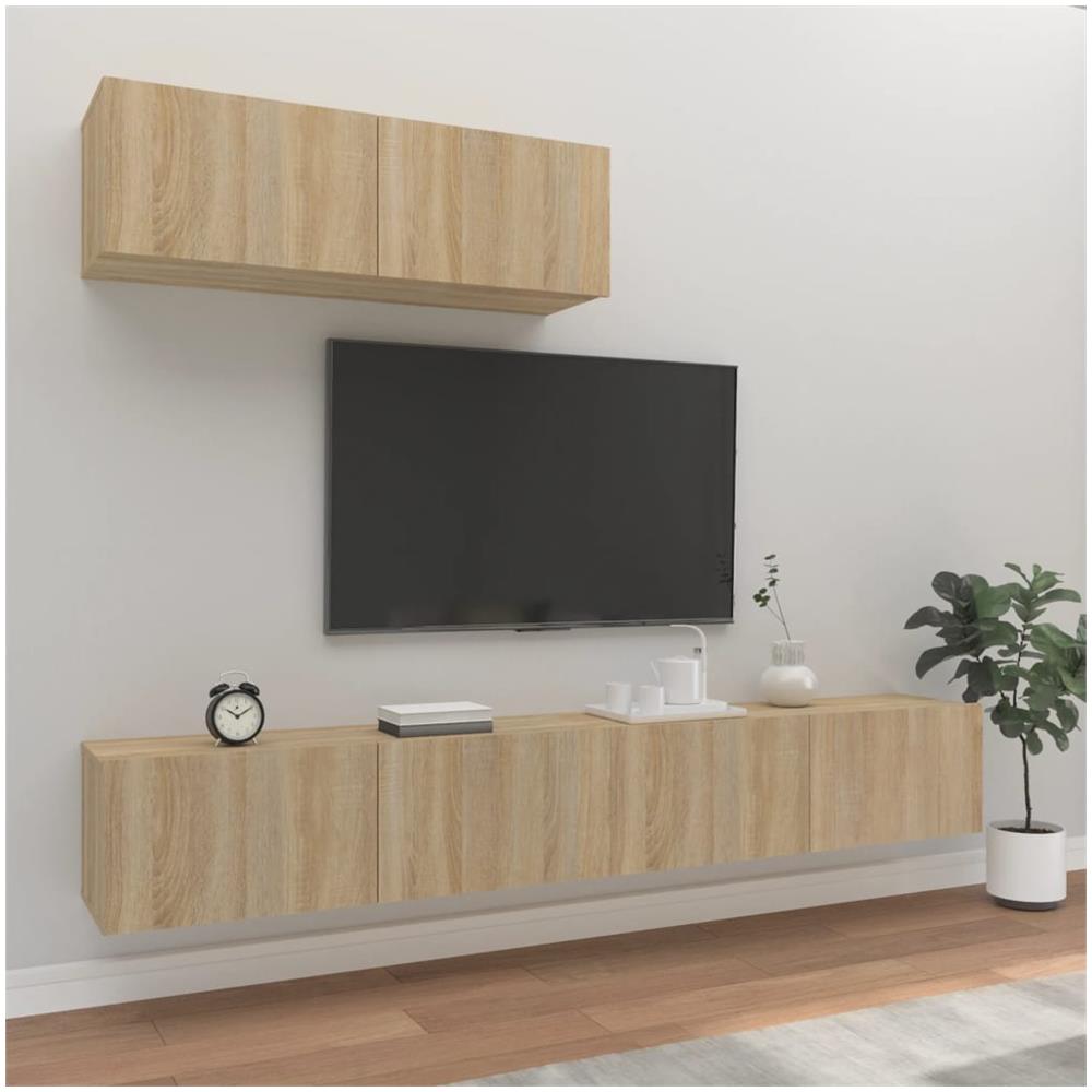 Set Di Mobili Porta Tv 3 Pz Rovere Sonoma In Legno Multistrato - Foto 1