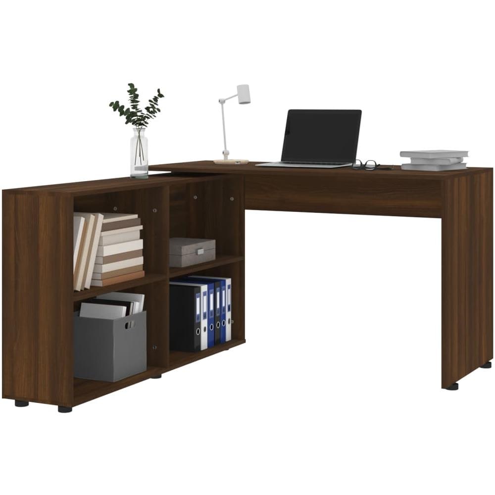 Scrivania Ad Angolo Rovere Marrone In Legno Multistrato - Foto 3