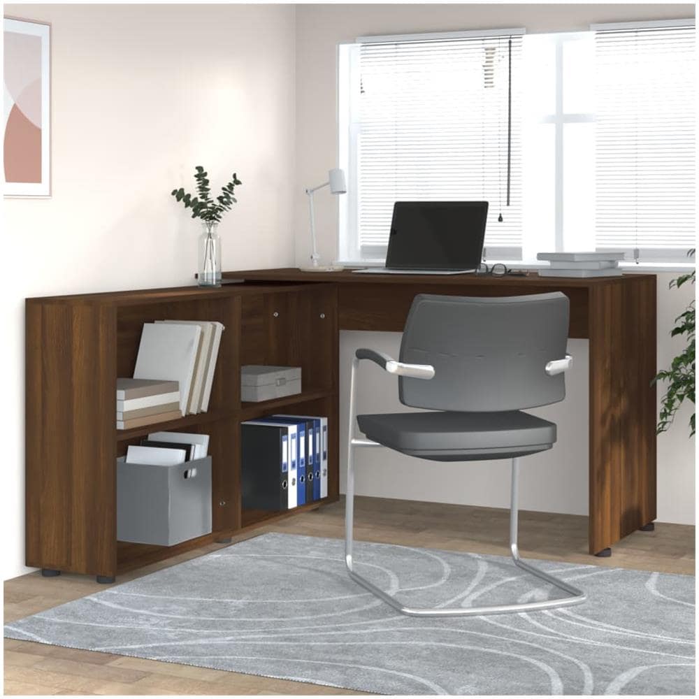 Scrivania Ad Angolo Rovere Marrone In Legno Multistrato - Foto 1