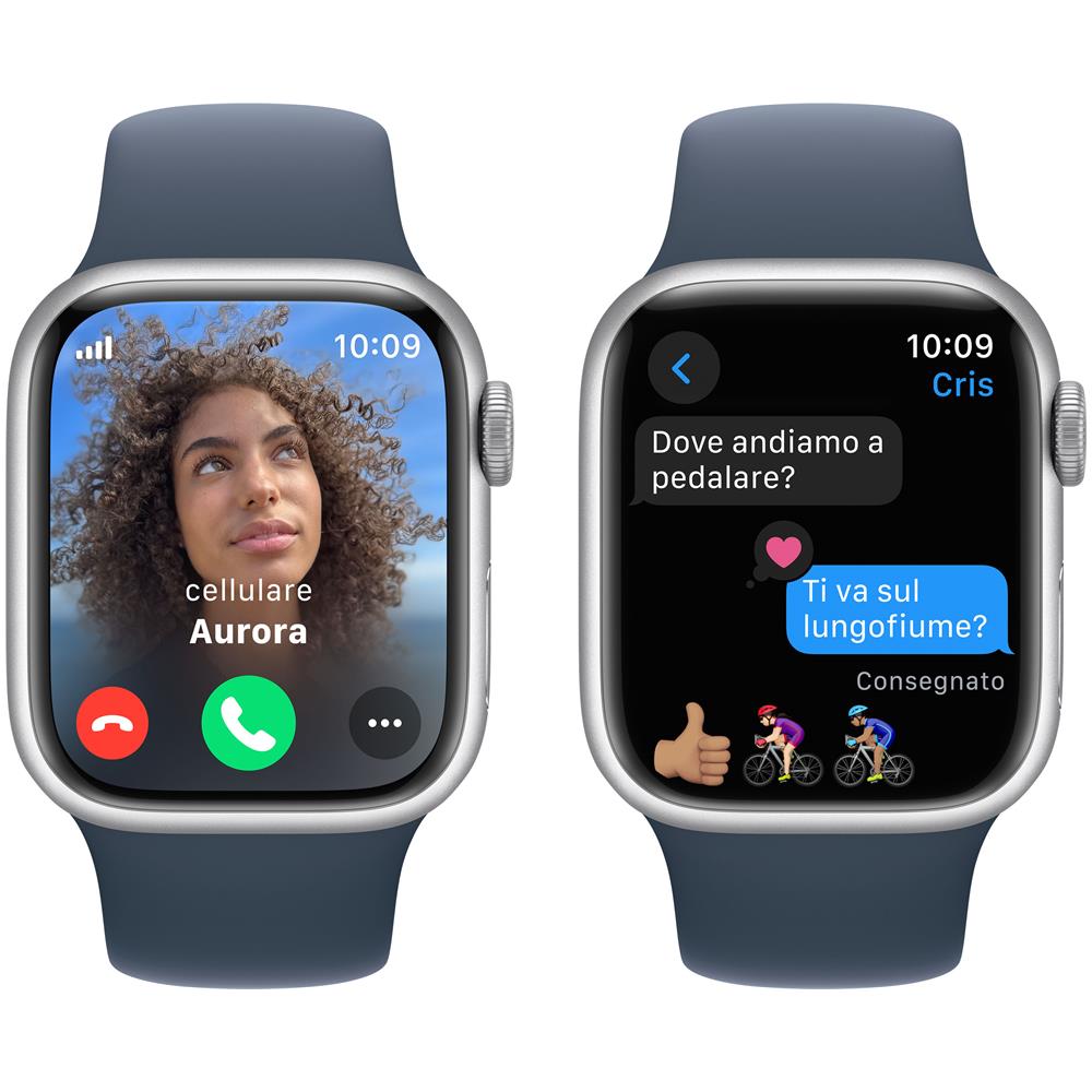 Watch Series 9 GPS + Cellular Cassa 41mm in Alluminio Argento con Cinturino Sport Blu Tempesta - M /L - Foto 4