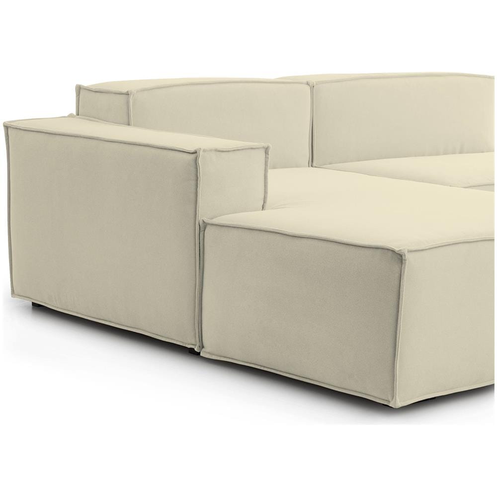 Divano Fisso Jessica, Divano Componibile A 3 Posti Con Penisola Sinistra, 100% Made In Italy, Sofà Moderno In Tessuto, Cm 300x170h70, Beige - Foto 4