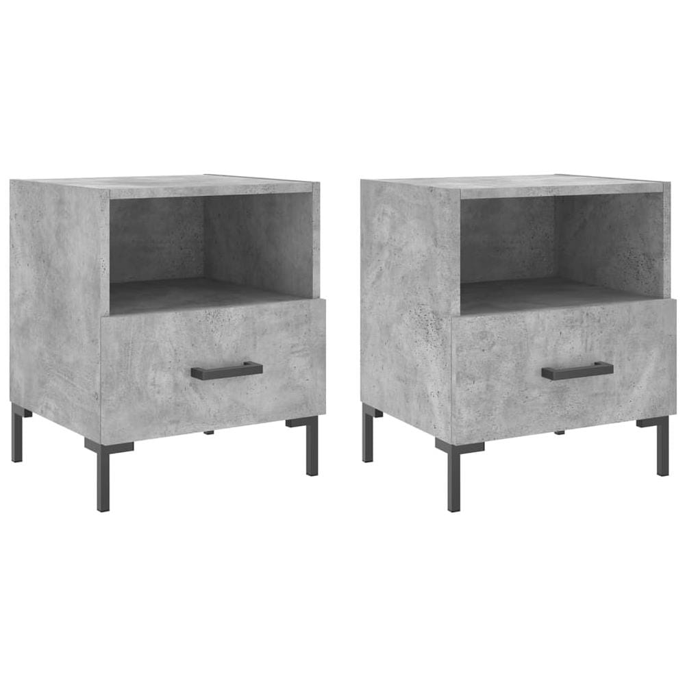 Comodini 2 Pz Grigio Cemento 40x35x47,5 Cm In Legno Multistrato - Foto 2