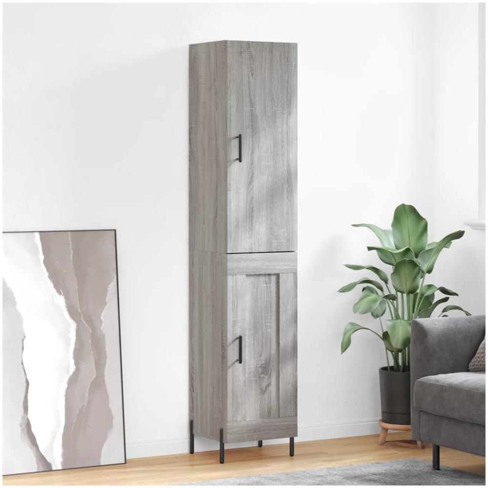 Credenza Grigio Sonoma 34,5x34x180 Cm In Legno Multistrato - Foto 1