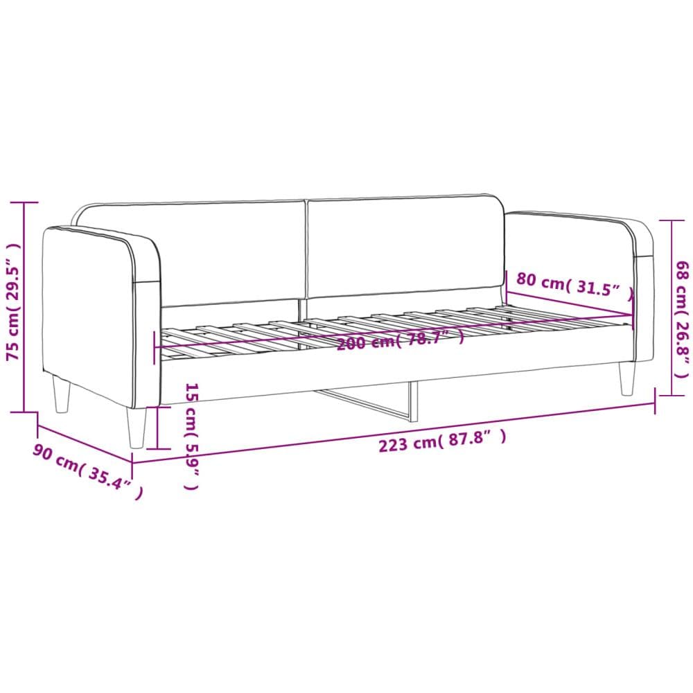 Letto Da Giorno Grigio Chiaro 80x200 Cm In Tessuto - Foto 7