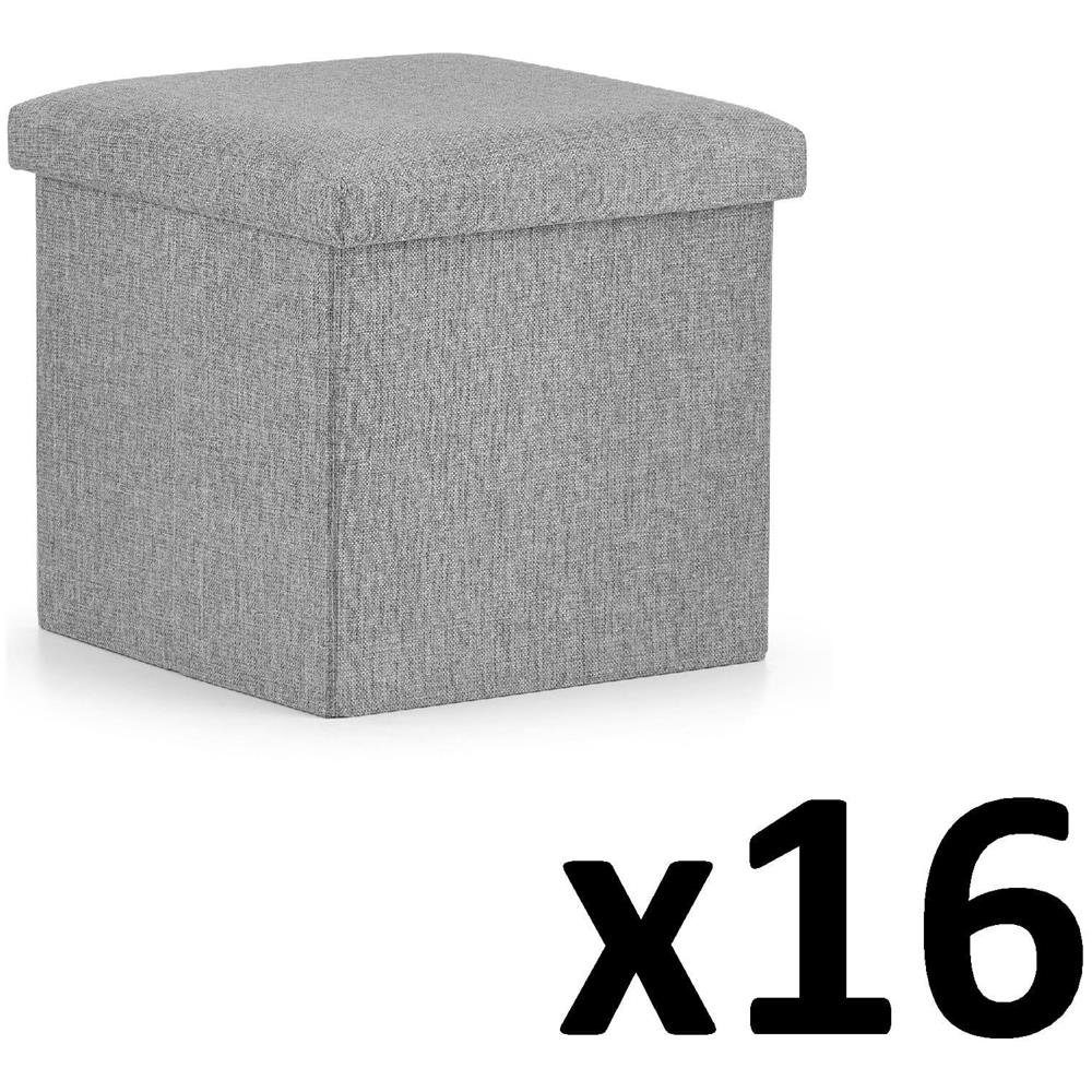 Pouf pieghevole VALORA M - Seduta contenitore moderna per soggiorno, grigio x 16 - Foto 1