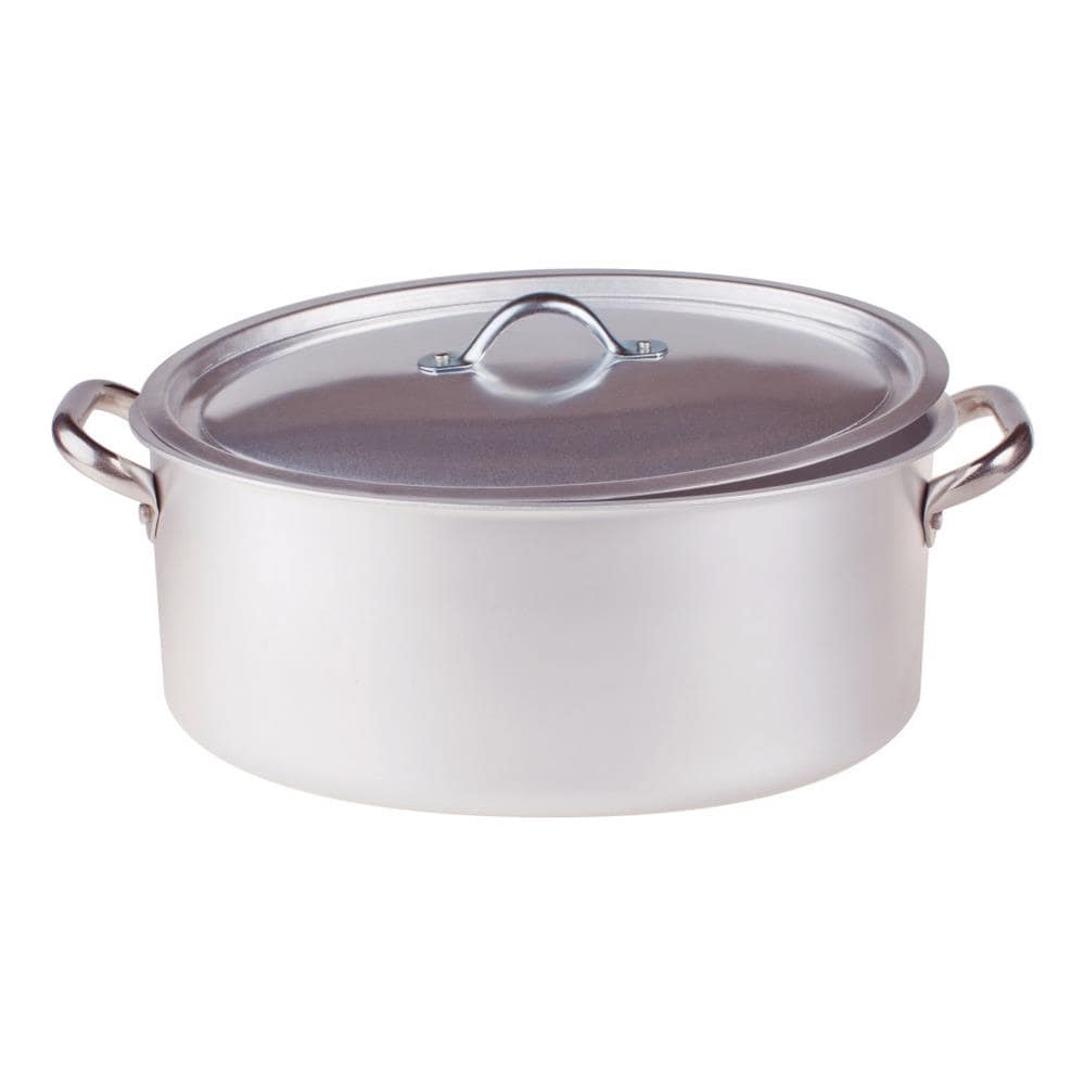 Casseruola Ovale 2 Maniglie con Coperchio Diametro 32 cm - Linea Alluminio 3 mm - Foto 4