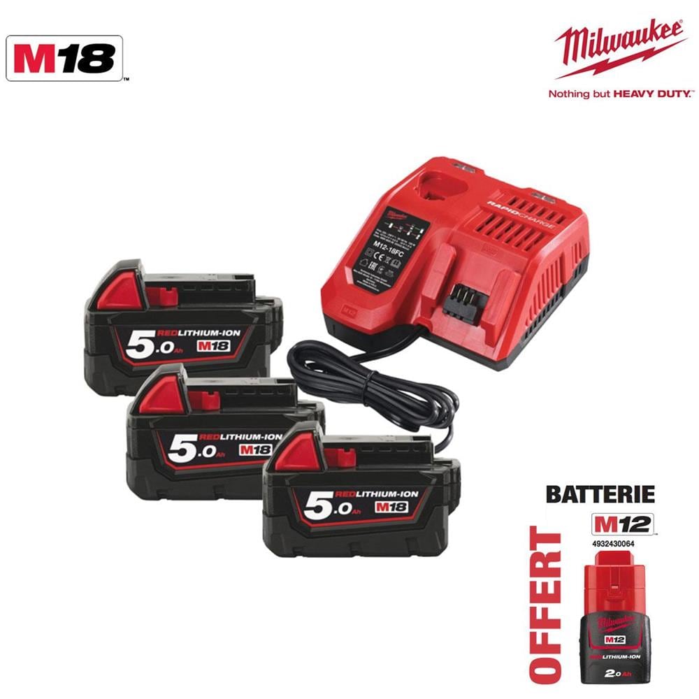 Ricaricabili Batterie Nrj 18v 5.0ah 18v 5.0ah 3 1 Caricatore M12-18fc - 1 2.0ah Batteria M12 Offerto 4.933.451 - Foto 1