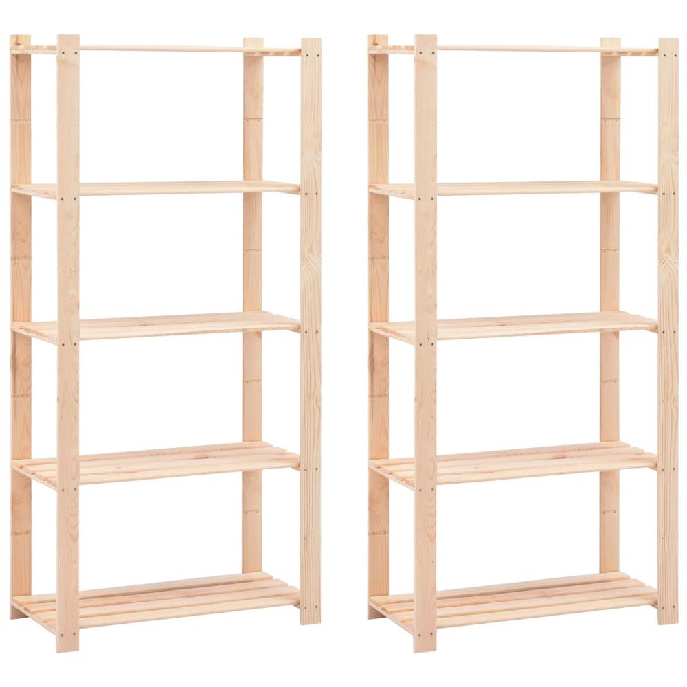 Scaffali A 5 Livelli 2 Pz 80x38x170 Cm Massello Pino Fsc 250 Kg - Foto 1