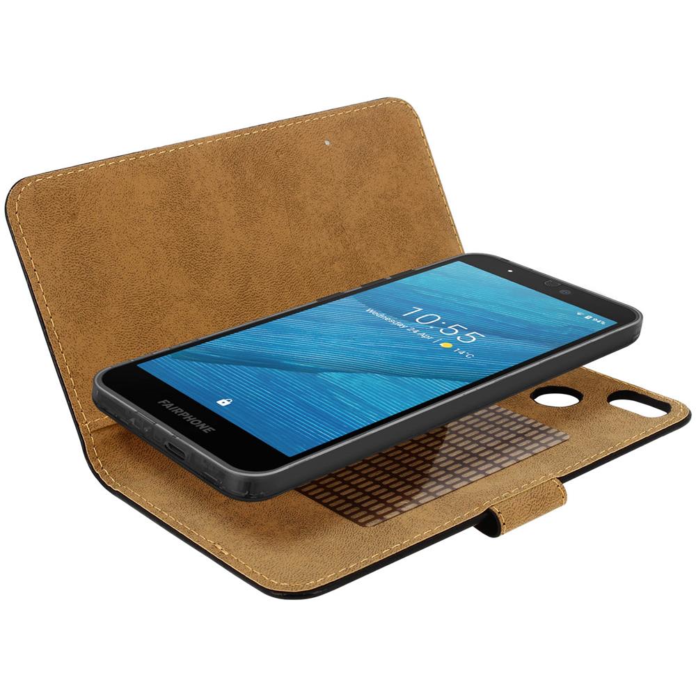 Custodia Fairphone 3 Portafoglio Fissaggio Adesivo Linguetta Magnetica Nero - Foto 2
