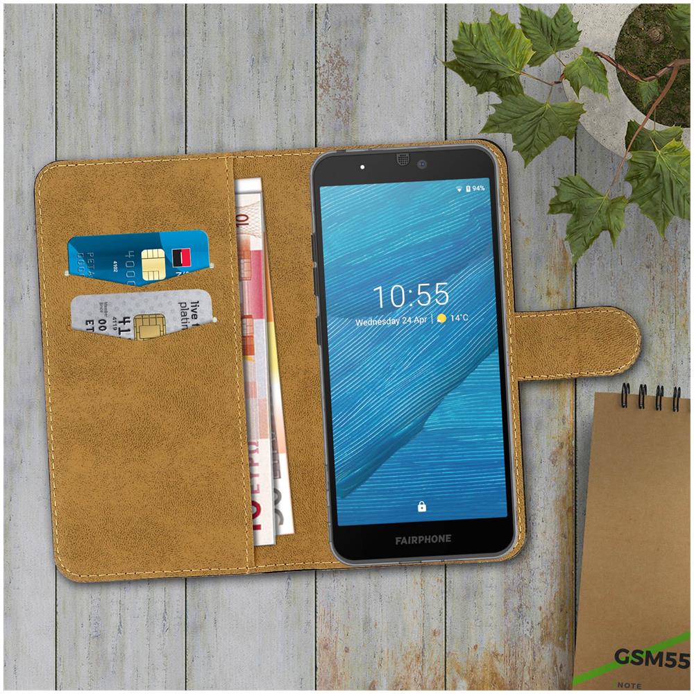 Custodia Fairphone 3 Portafoglio Fissaggio Adesivo Linguetta Magnetica Nero - Foto 6