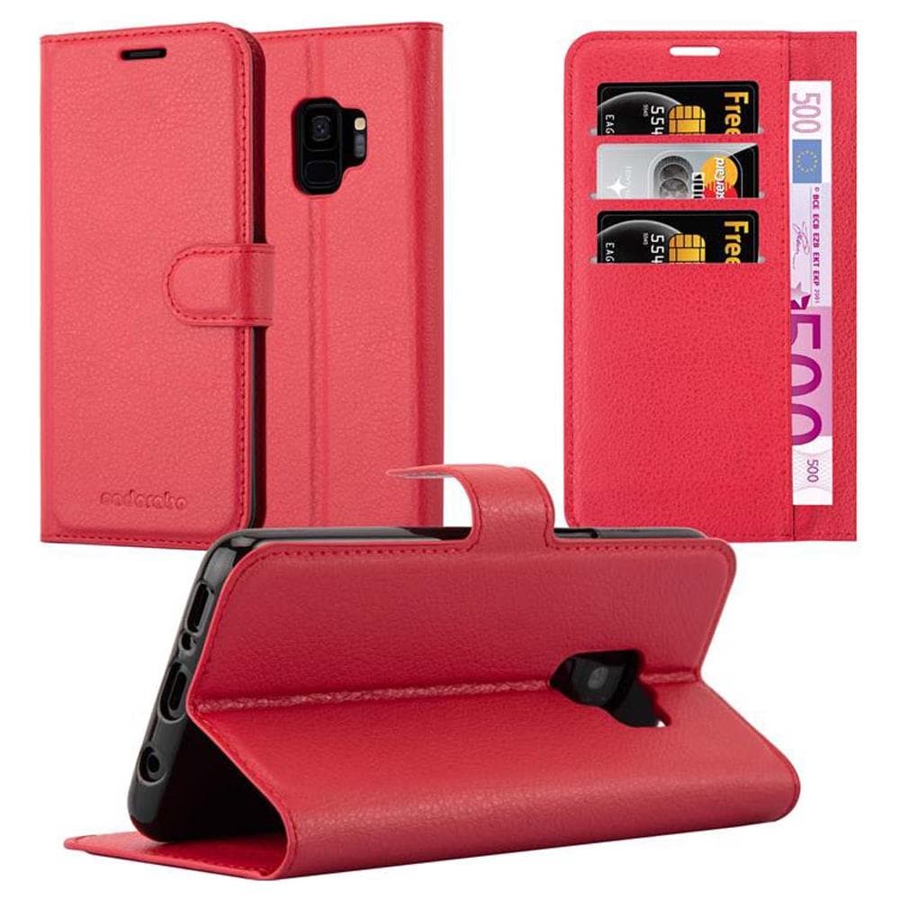 Custodia Compatibile Con Samsung Galaxy S9 In Rosso Carminio - Coperchio Protettiva Con Chiusura Magnetica, Funzione Stand E Tasca Per Le Carte - Foto 1