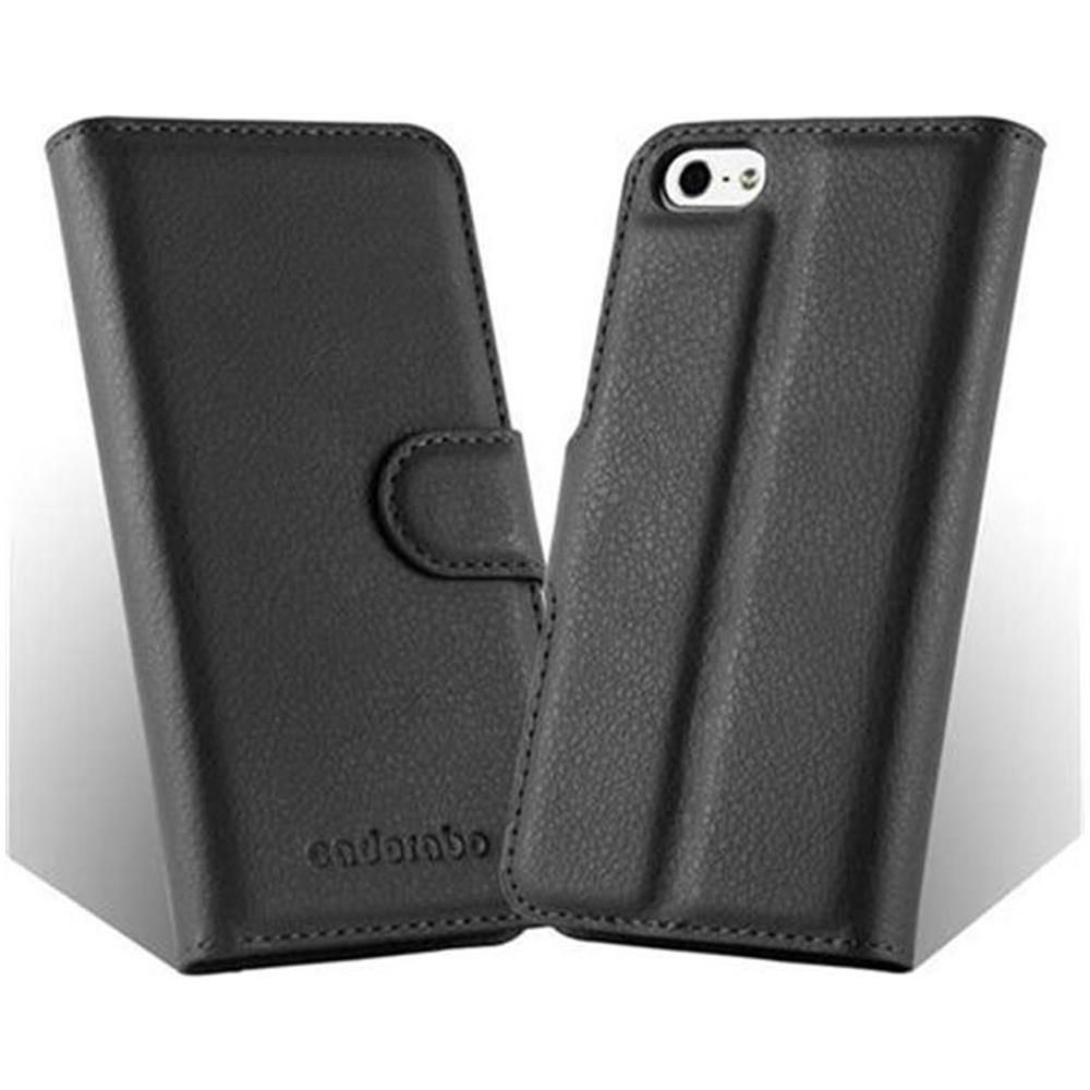 Cadorabo Custodia Compatibile Con Apple Iphone 5 / Iphone 5s / Iphone Se In Nero Carbone - Coperchio Protettiva Con Chiusura Magnetica, Funzione Stand E Tasca Per Le Carte - Foto 6