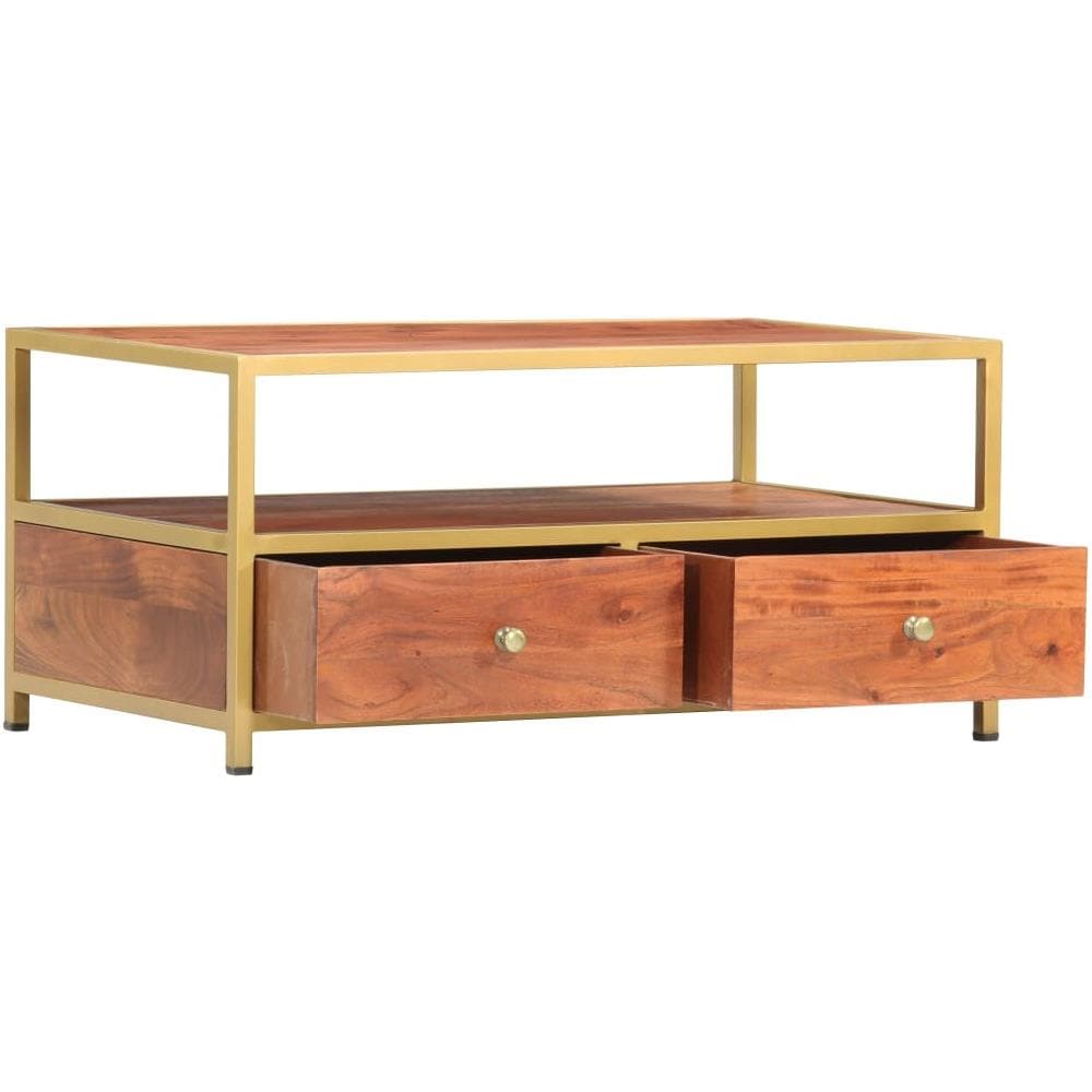 Tavolino Da Caffè 90x50x40 Cm In Legno Massello Di Acacia - Foto 2