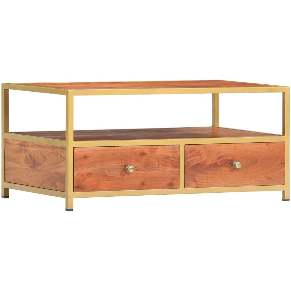 Tavolino Da Caffè 90x50x40 Cm In Legno Massello Di Acacia - Foto 8