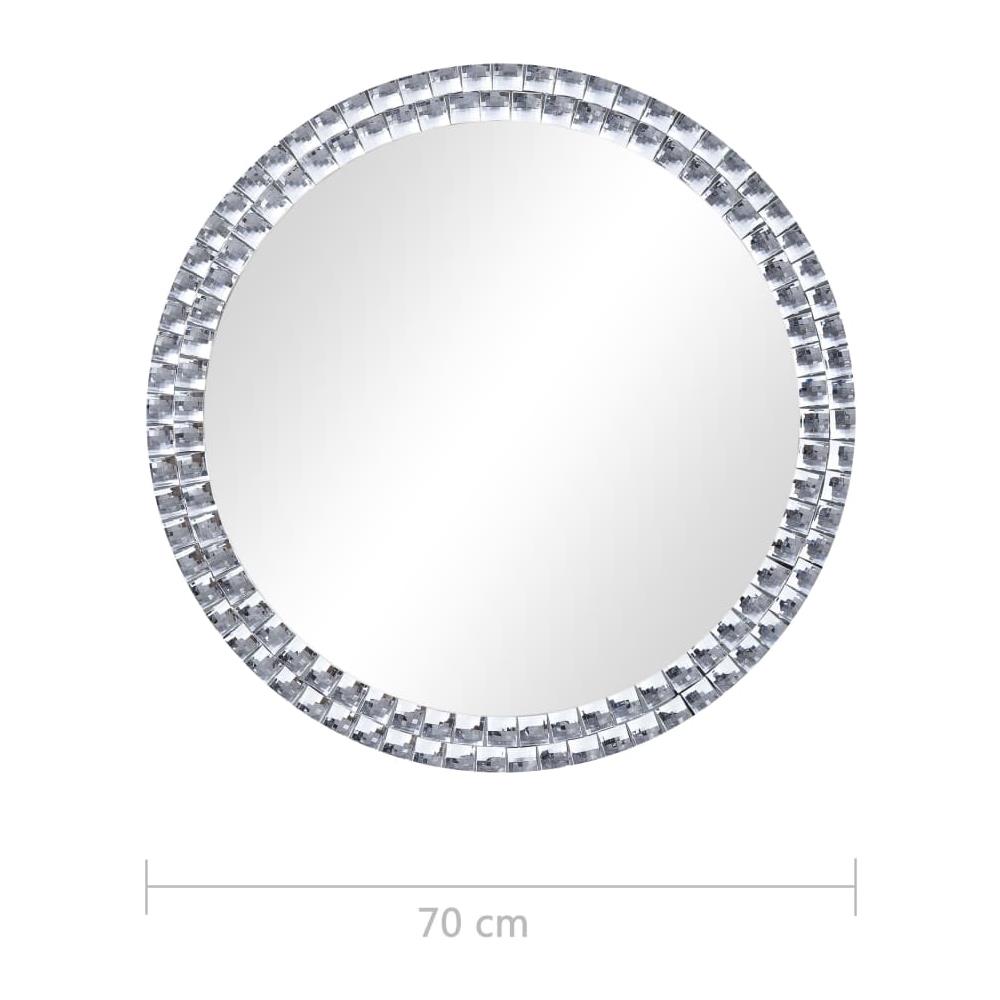 Specchio Da Parete Argento 70 Cm In Vetro Temperato - Foto 5