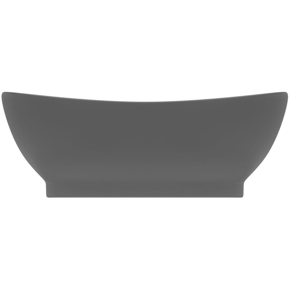 Lavabo Troppopieno Ovale Grigio Scuro Opaco 58,5x39cm Ceramica - Foto 2