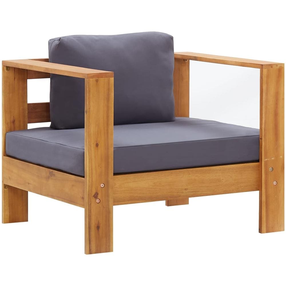 Sedia da Giardino con Cuscino Grigio Scuro in Legno di Acacia - Foto 2