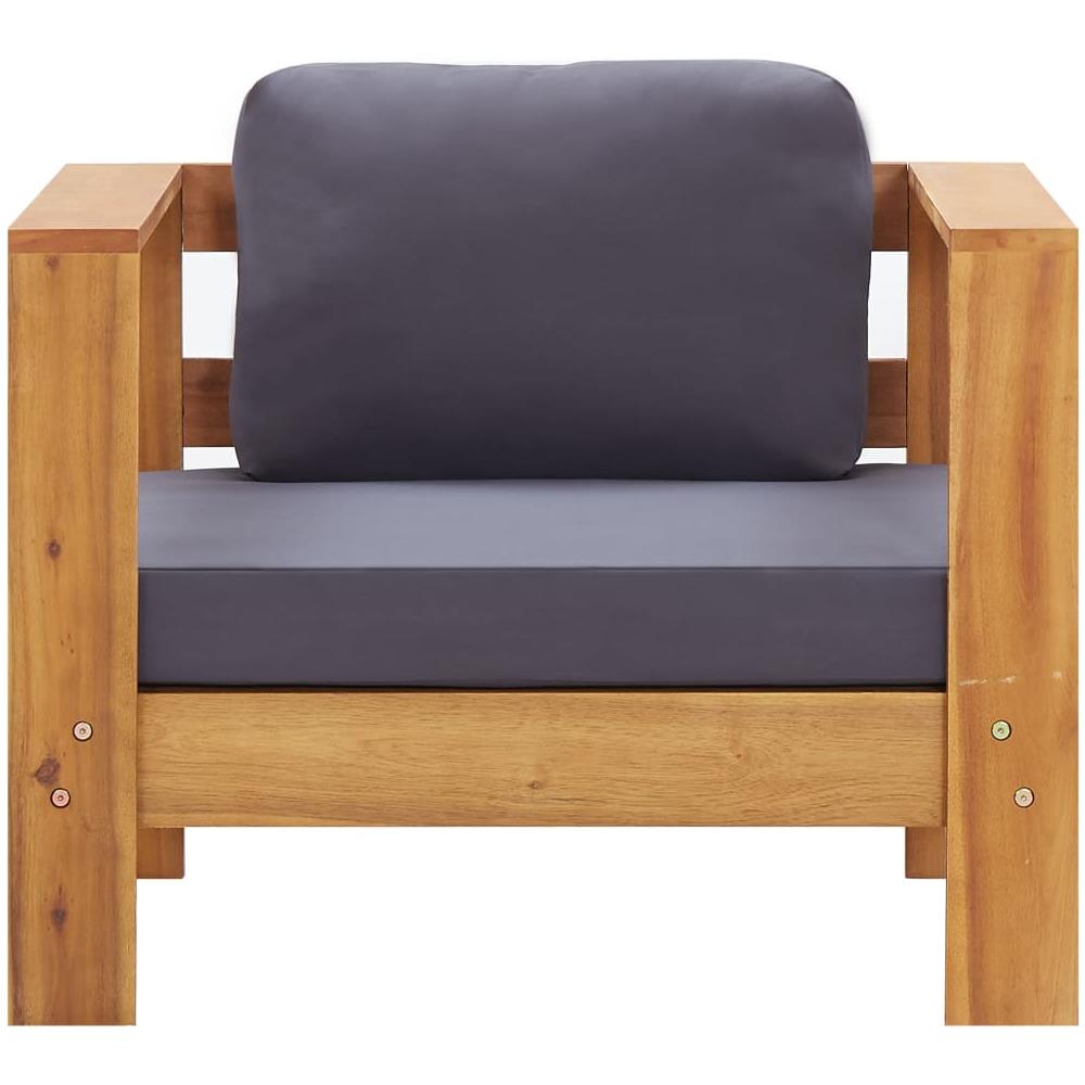 Sedia da Giardino con Cuscino Grigio Scuro in Legno di Acacia - Foto 7
