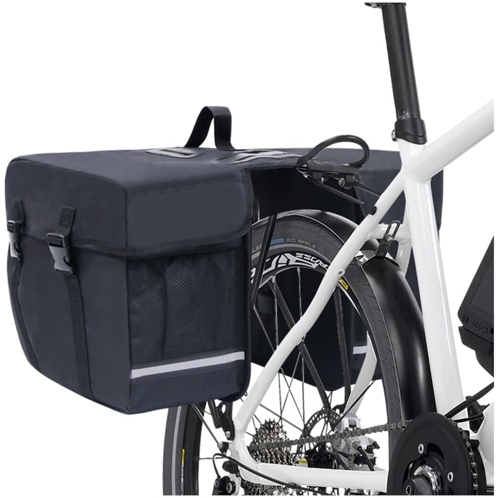 Borsa Doppia Bicicletta Impermeabile per Portapacchi 35 L Nero - Foto 3