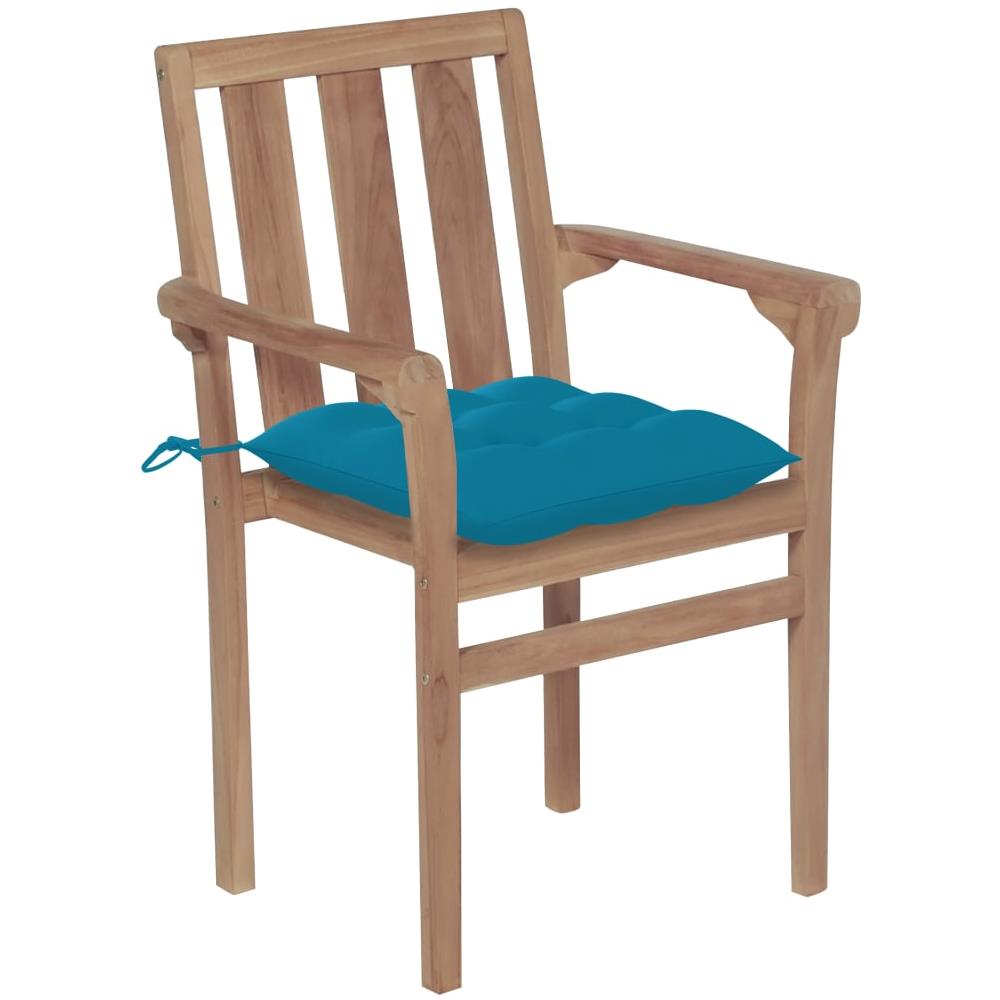 Sedie da Giardino Impilabili con Cuscini 4 pz Massello di Teak - Foto 2