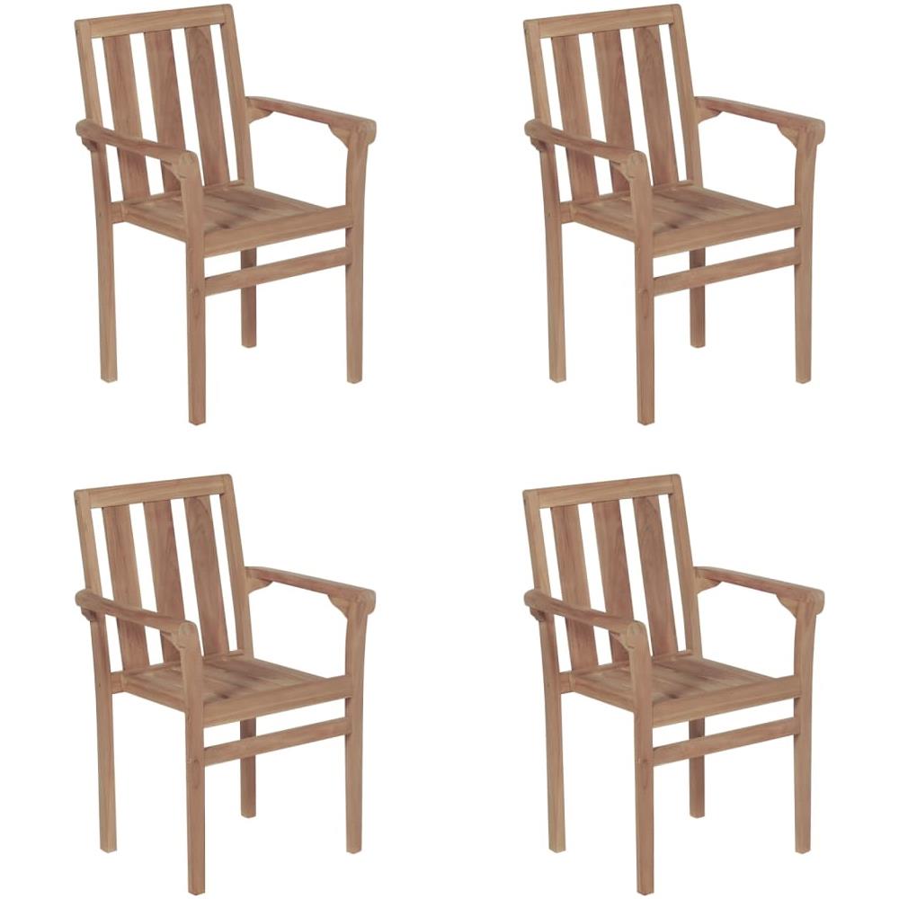 Sedie da Giardino Impilabili con Cuscini 4 pz Massello di Teak - Foto 3