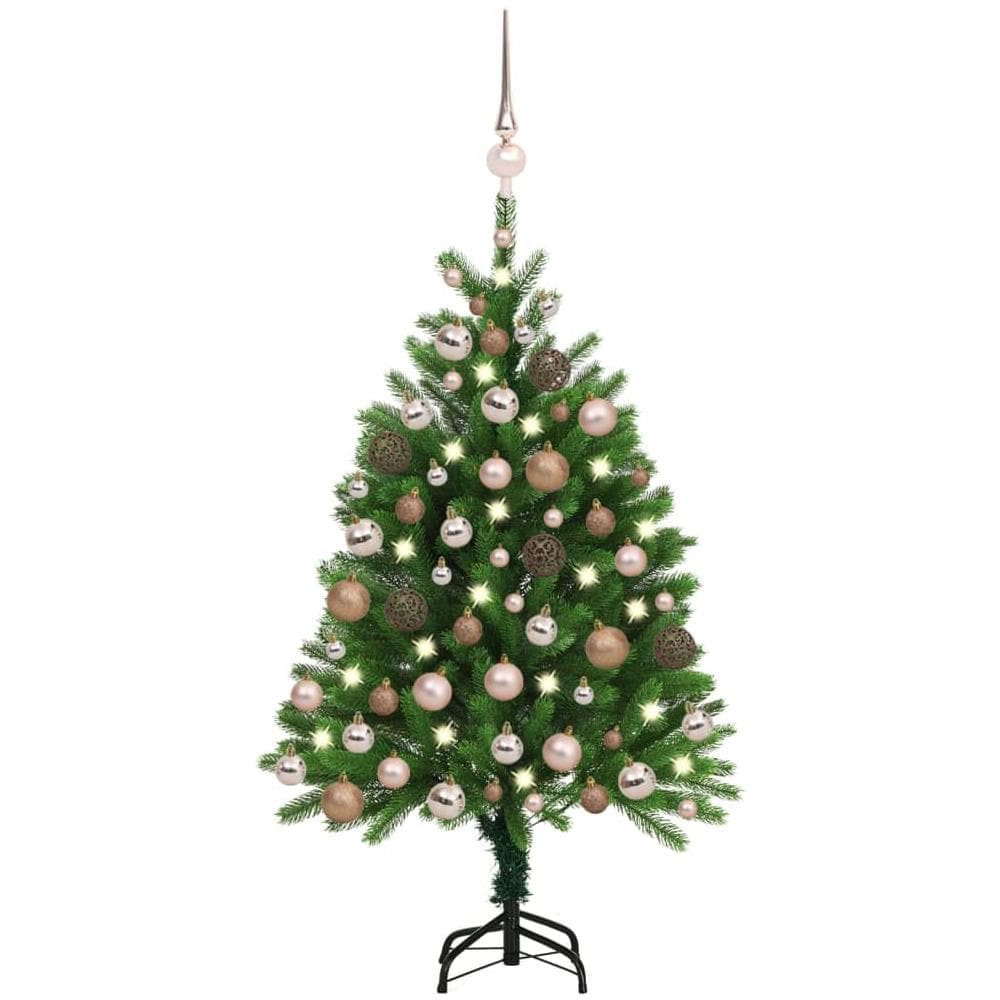 Albero di Natale Artificiale con LED e Set Palline 120 cm Verde - Foto 1