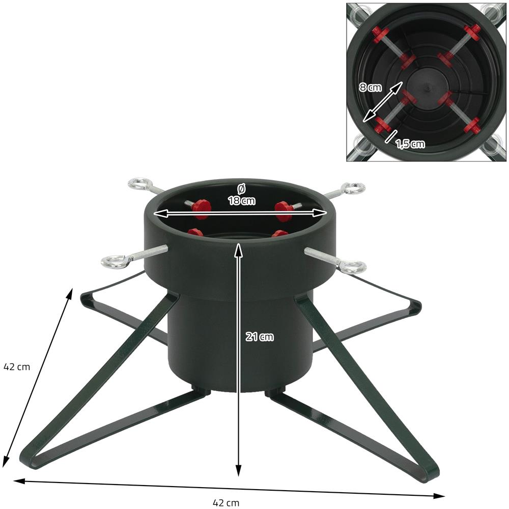 Supporto Per Albero Di Natale Con Ciotola D'acqua Verde Scuro In Metallo E Plastica - Foto 5