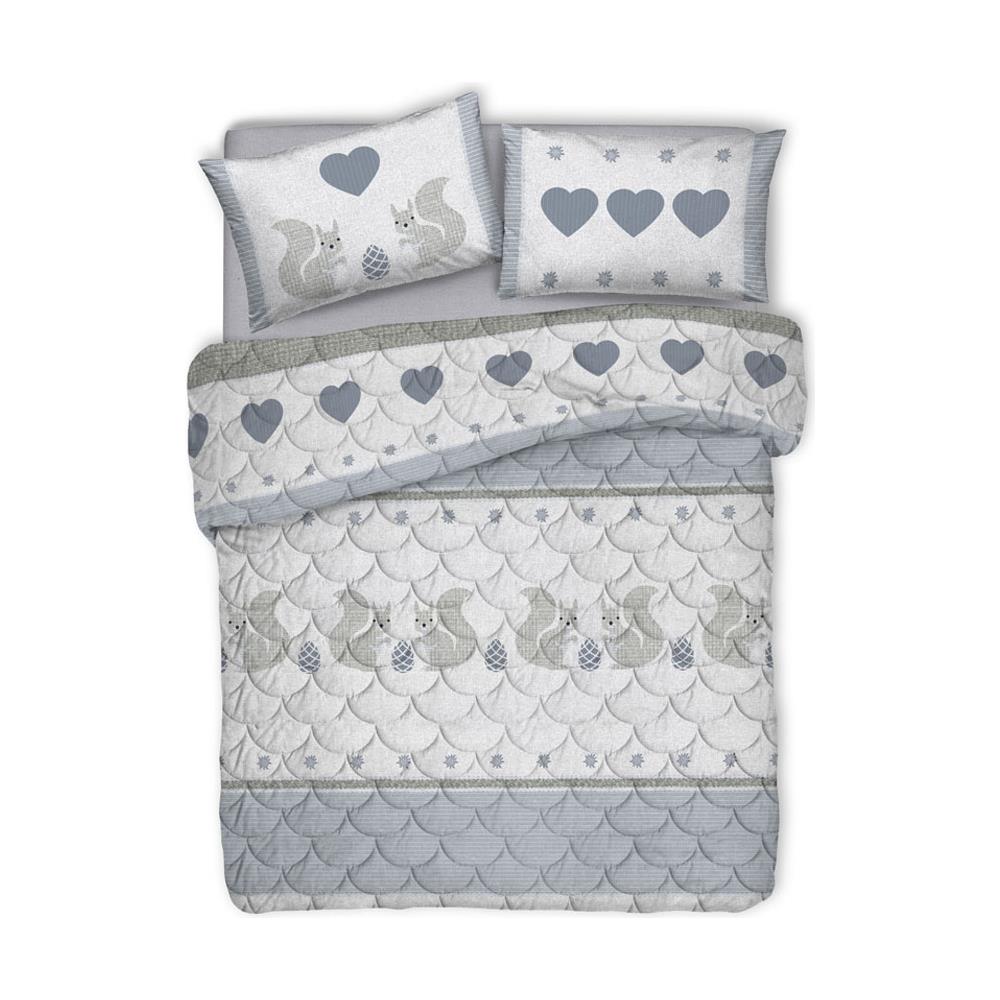 Trapunta Piumone Invernale Linea Pensieri Delicati Disegno Scoiattolo Singolo Grigio - Foto 1