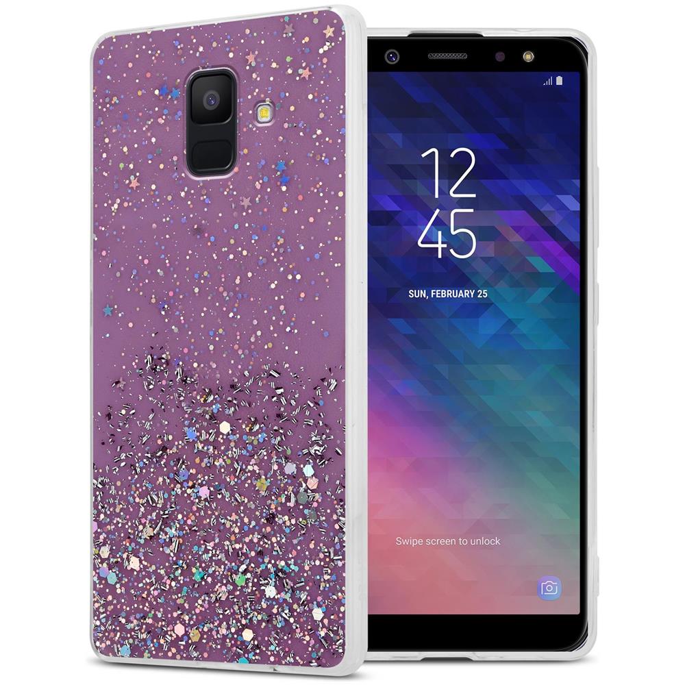 Custodia Compatibile Con Samsung Galaxy A6 2018 In Viola Con Glitter - Coperchio Protettivo In Silicone Tpu Flessibile Con Glitter Scintillanti - Foto 1