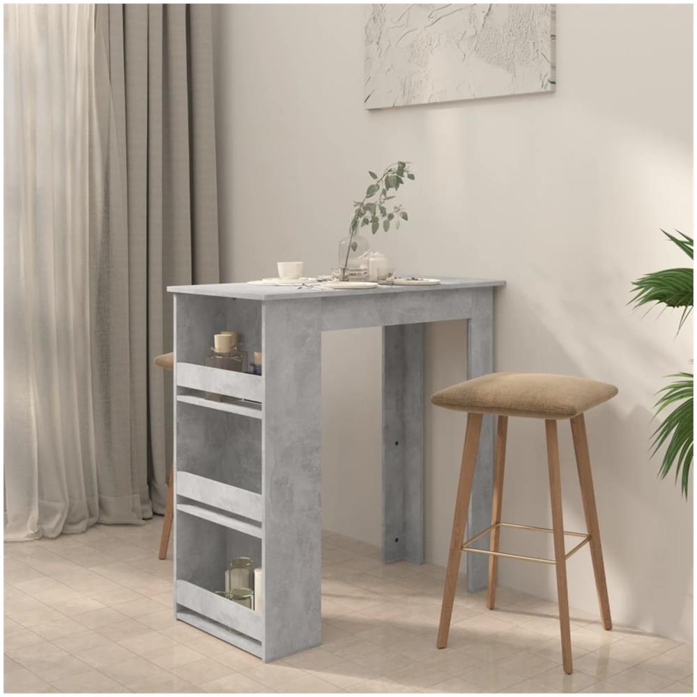 Tavolino da Bar con Portaoggetti Grigio Cemento 102x50x103,5 cm - Foto 3