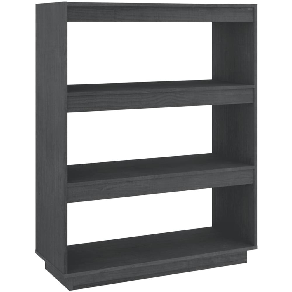 Libreria / divisorio Grigio 80x35x103 Cm Legno Massello Di Pino - Foto 2