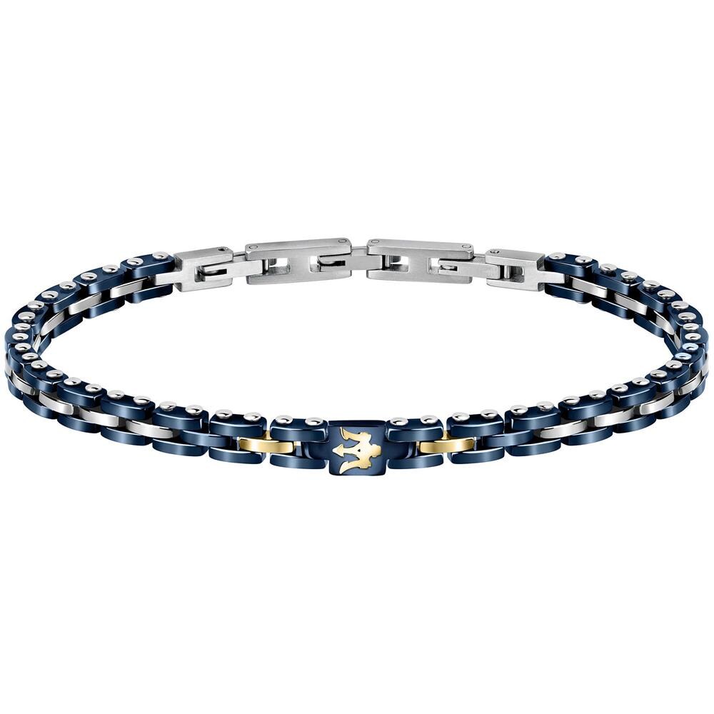 Bracciale Acciaio E Ceramica Blu Bianco E Dettagli Oro Jm420ati01 - Foto 1