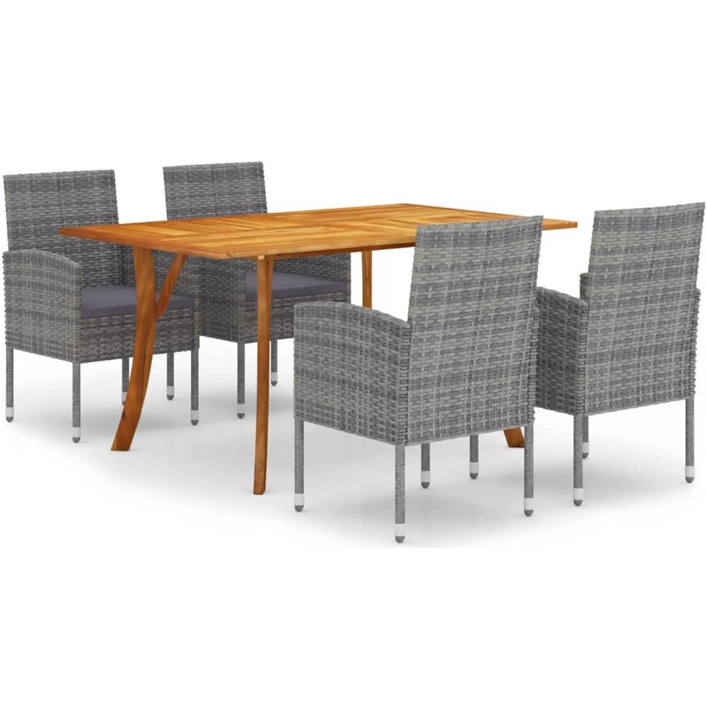 VidaXL Set da Pranzo per Giardino 5 pz con Cuscini Polyrattan Grigio