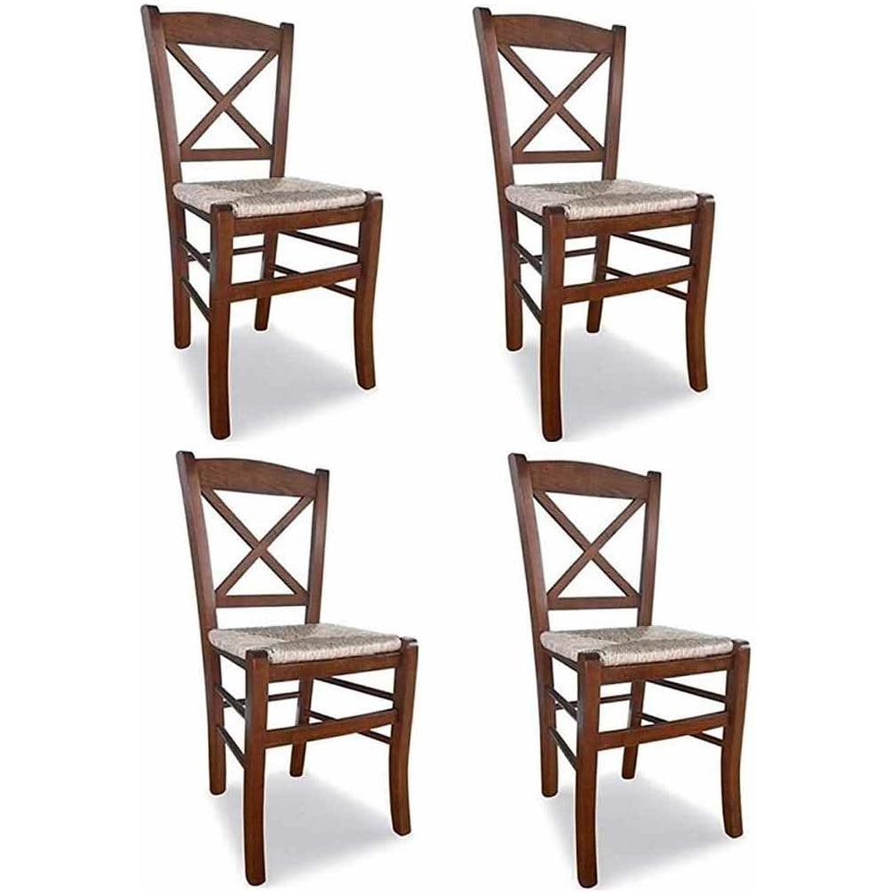 OKAFFAREFATTO Sedia In Legno Paesana Croce Noce Scuro Con Seduta