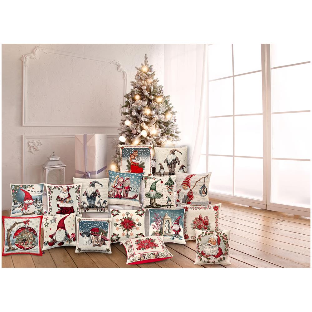 Federa Cuscino Arredo Casa Fodera Tessuto Cinigliato Fantasie Natalizie Made Italy 40x60 Pupazzo - Foto 1